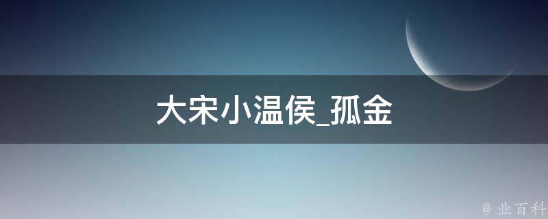 大宋小温侯