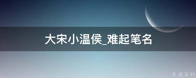 大宋小温侯