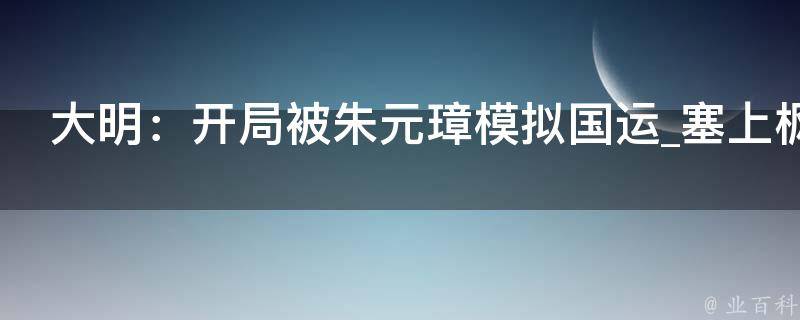 大明：开局被朱元璋模拟国运