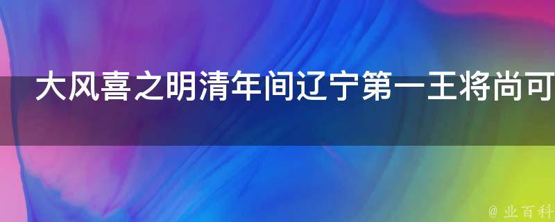 大风喜之明清年间辽宁第一王将尚可喜传奇