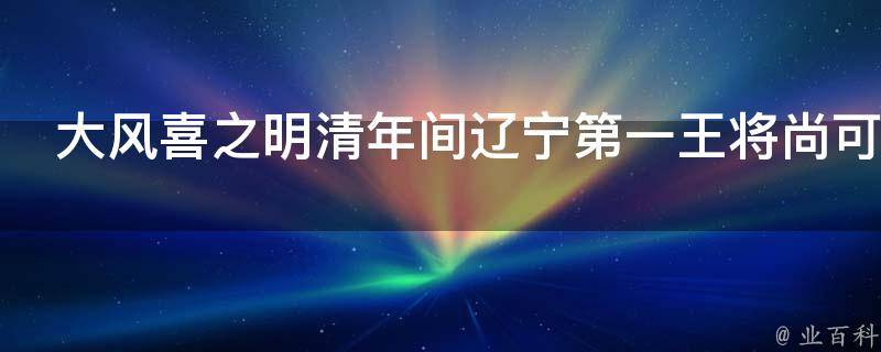 大风喜之明清年间辽宁第一王将尚可喜传奇