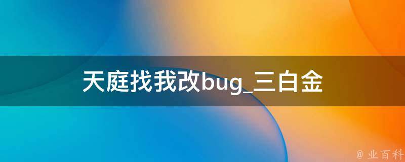 天庭找我改bug