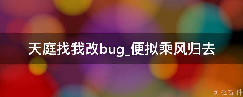 天庭找我改bug