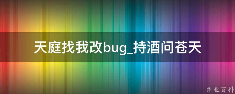 天庭找我改bug