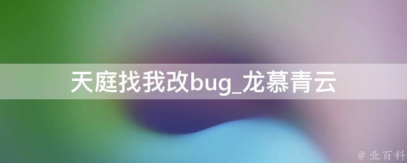 天庭找我改bug