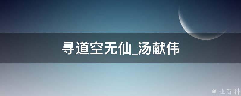 寻道空无仙