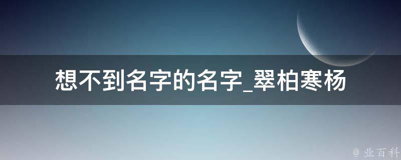 想不到名字的名字