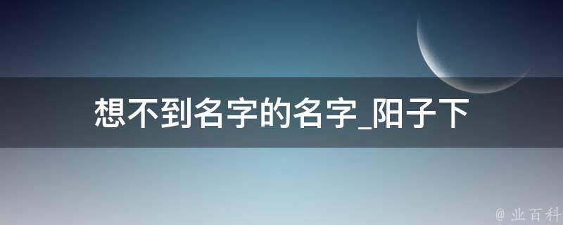 想不到名字的名字