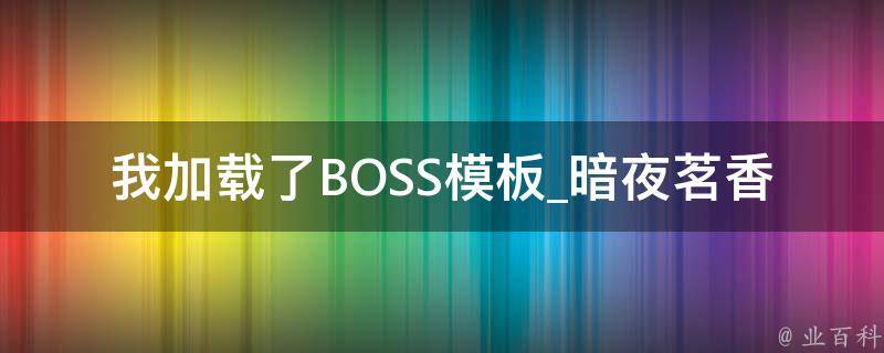 我加载了BOSS模板