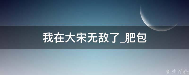 我在大宋无敌了