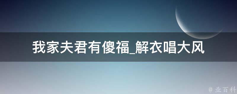 我家夫君有傻福