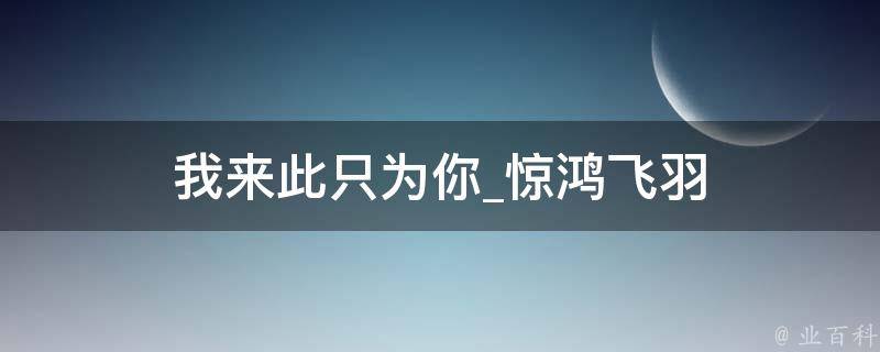 我来此只为你