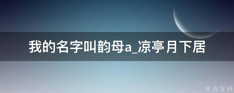 我的名字叫韵母a