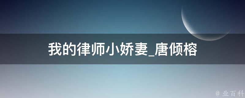 我的律师小娇妻