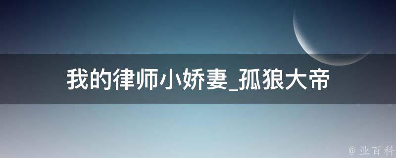 我的律师小娇妻