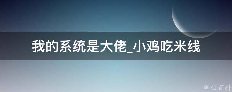 我的系统是大佬