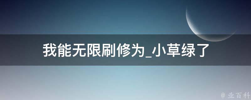 我能无限刷修为