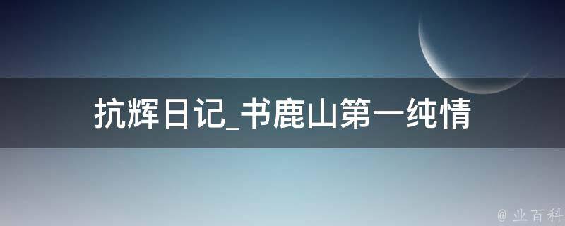 抗辉日记