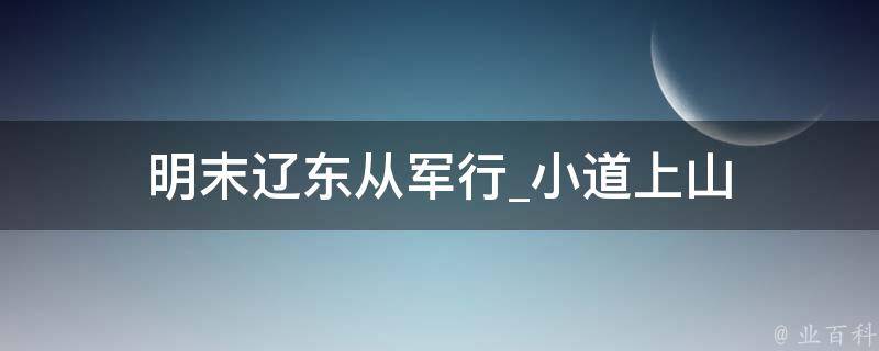 明末辽东从军行