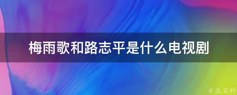 梅雨歌和路志平是什么电视剧