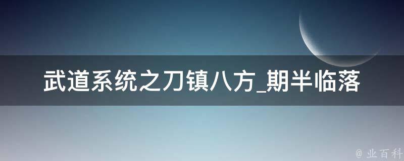 武道系统之刀镇八方