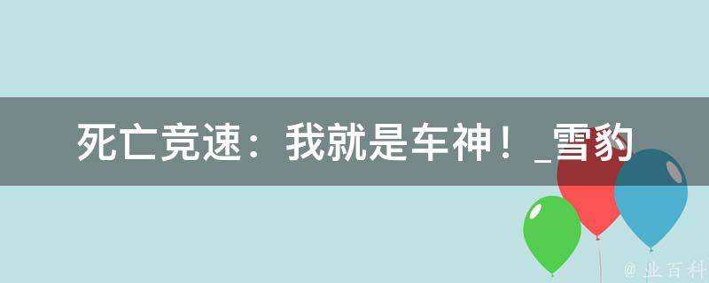 死亡竞速：我就是车神！