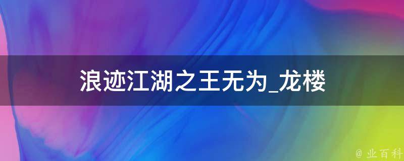 浪迹江湖之王无为