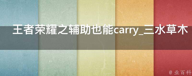 王者荣耀之辅助也能carry