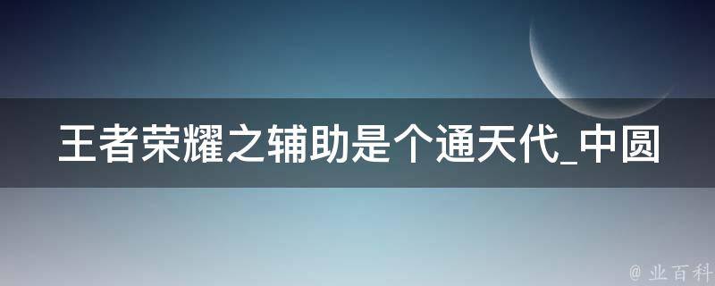 王者荣耀之辅助是个通天代