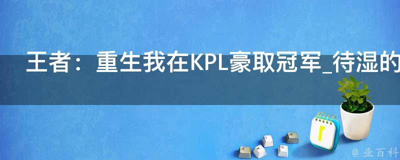 王者：重生我在KPL豪取冠军