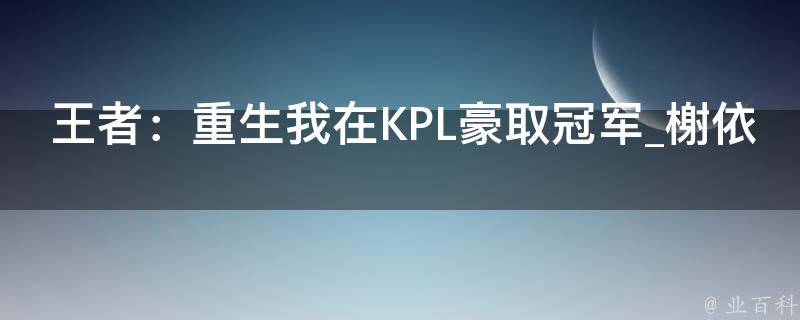 王者：重生我在KPL豪取冠军