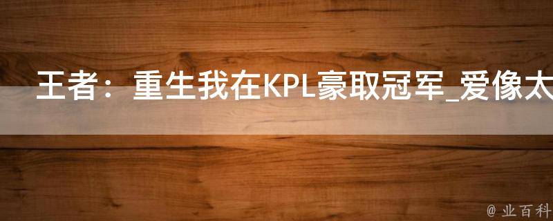 王者：重生我在KPL豪取冠军