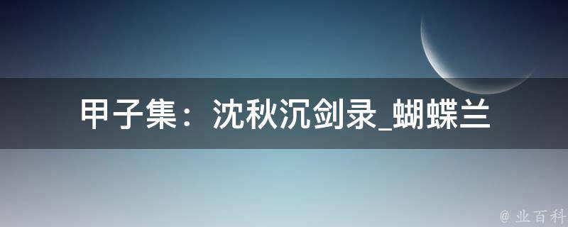 甲子集：沈秋沉剑录