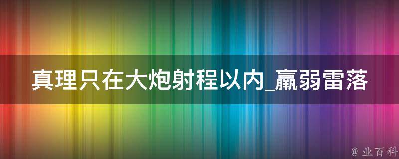 真理只在大炮射程以内