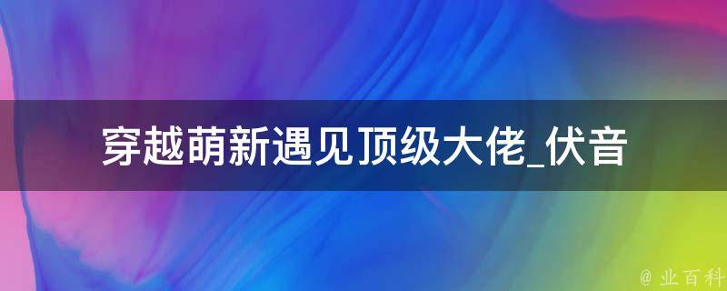 穿越萌新遇见顶级大佬