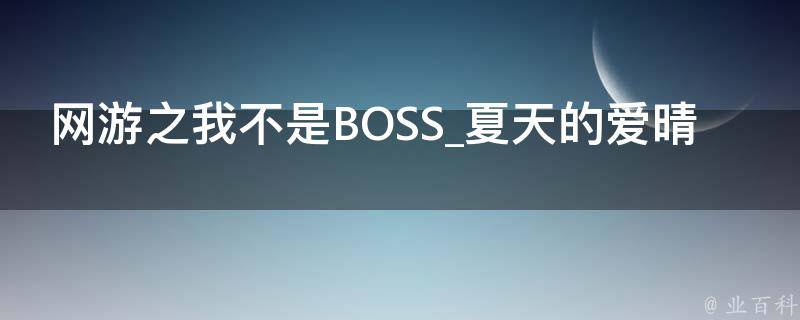 网游之我不是BOSS