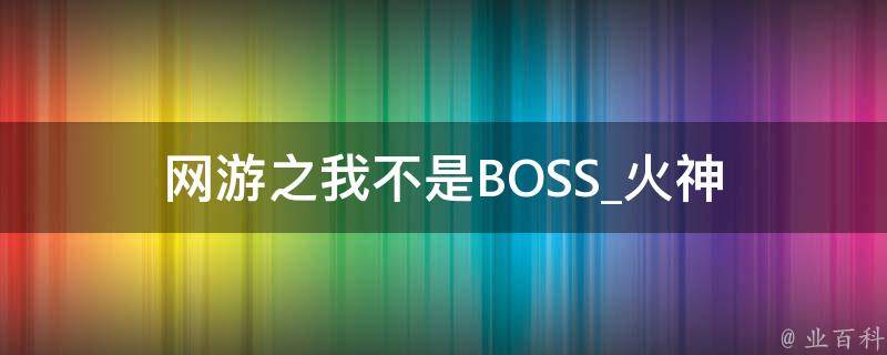 网游之我不是BOSS