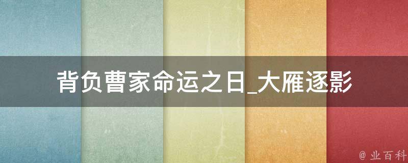 背负曹家命运之日