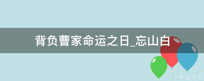 背负曹家命运之日