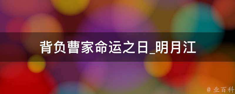 背负曹家命运之日