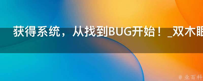 获得系统，从找到BUG开始！