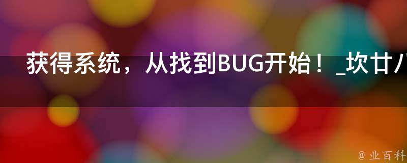 获得系统，从找到BUG开始！