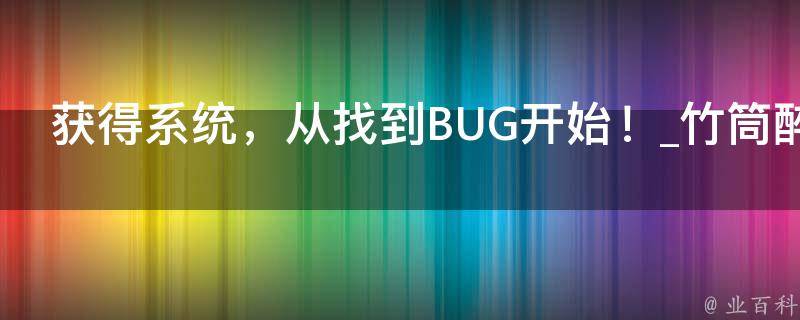 获得系统，从找到BUG开始！