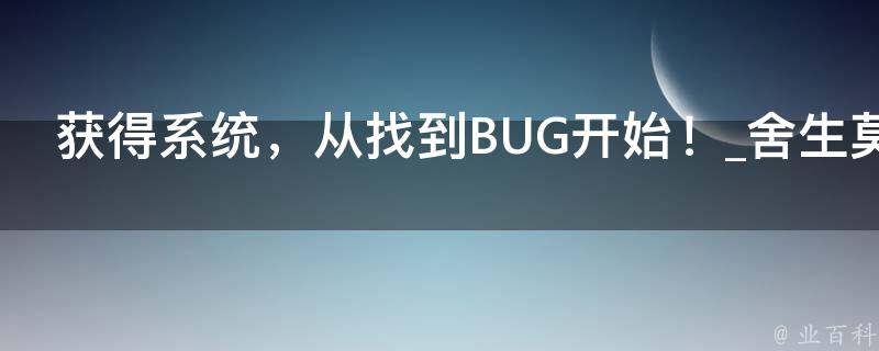 获得系统，从找到BUG开始！