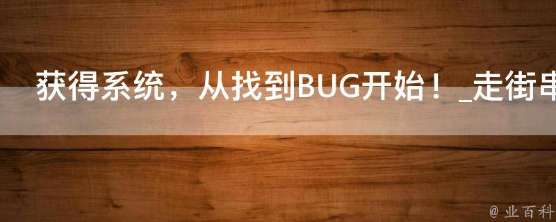 获得系统，从找到BUG开始！