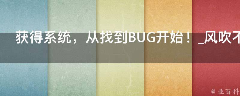 获得系统，从找到BUG开始！