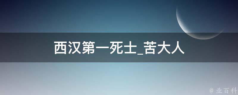 西汉第一死士