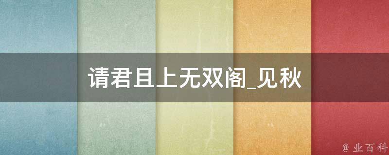 请君且上无双阁