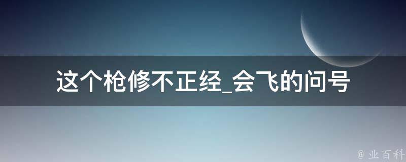 这个枪修不正经