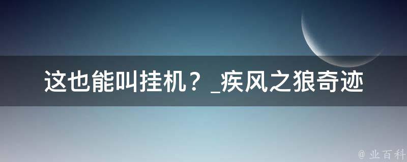 这也能叫挂机？